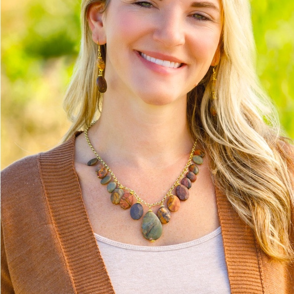 Cherry Creek Jasper Necklace and Earring Set